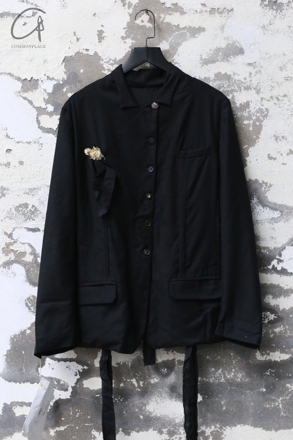 ARCHIVIO J.M.Ribot 24 Autumn and Winter Stand Collar Drawstring Jacket Single Breasted AJM-AWG42/SL-0 Black